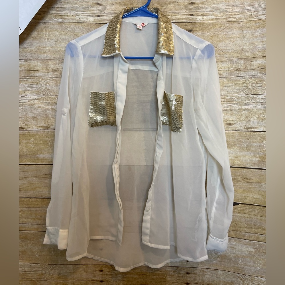 G by guess sheer sequin shirt ๐